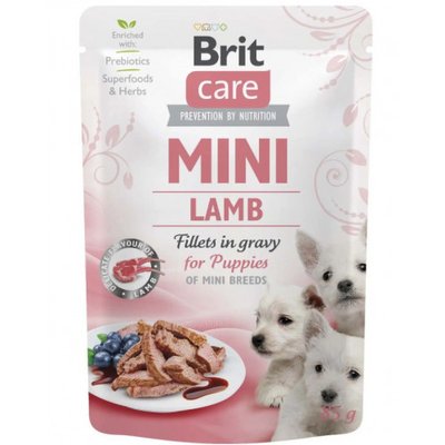 Brit care Mini puppy pouch Lamb Влажный корм для щенков филе в соусе из ягненка 85г 100911/100216/4418 фото