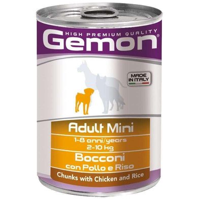 Gemon Dog Wet Mini Adult консерва для міні порід шматочки з куркою та рисом, 415 г 70387873 фото