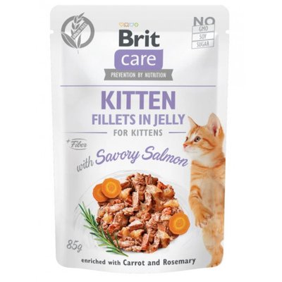 Brit care Cat pouch Влажный корм для котят, лосось в желе 85г 100537/0594 фото