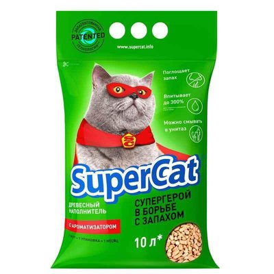 Super Cat (Супер Кет) Дерев'яний наповнювач з ароматом лаванди для котячих туалетів 3 кг 3551 фото