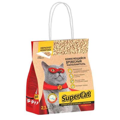 Super Cat (Супер Кет) Комкующийся древесный наполнитель для кошачьих туалетов 3555 фото