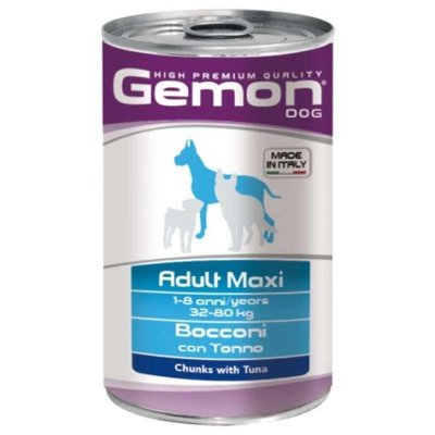 Gemon консерва для взрослых собак крупных пород, кусочки в желе, тунец, 1250г 70387934 фото