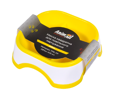 AnimAll 0211 миска квадратна для повільного харчування, 400 мл, жовта 158,140 фото