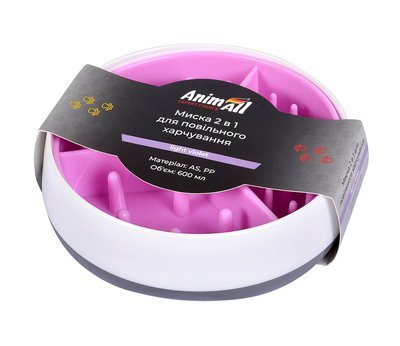 AnimAll 0235 миска 2в1 для повільного харчування, 600 мл, світло-фіолетова 158,142 фото