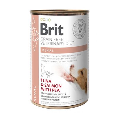 Brit Veterinary Diet Renal Tuna & Salmon with Pea Влажный корм для собак, при нарушении функции почек 400г 100267 фото