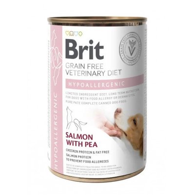 Brit Veterinary Diet Hypoallergenic Влажный корм для собак с пищевой аллергией и непереносимостью, лосось 400г 100259/5873 фото