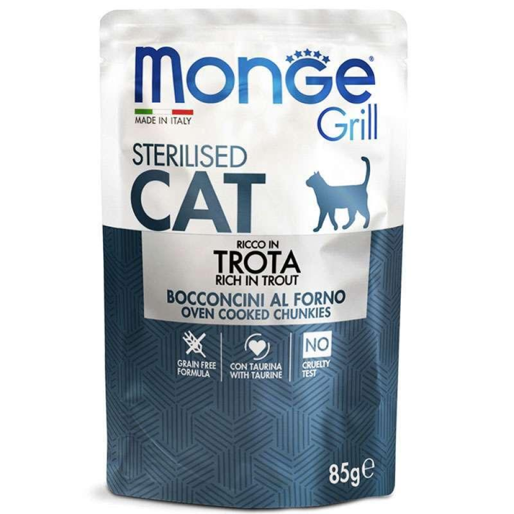 Monge Grill Sterilized Cat Trout Консерва с форелью для взрослых стерилизованных кошек (кусочки в желе) 85г