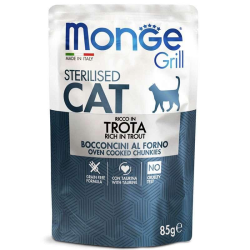 Monge Grill Sterilized Cat Trout Консерва с форелью для взрослых стерилизованных кошек (кусочки в желе) 85г