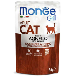 Monge Grill Adult Cat Lamb Консервированный корм с ягненком для взрослых кошек (кусочки в желе) 85г