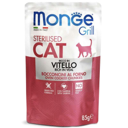 Monge Grill Sterilized Cat Veal Консерва с телятиной для взрослых стерилизованных кошек (кусочки в желе) 85Г