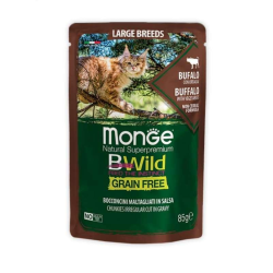 Monge BWild Wet Buffalo Large Breeds Влажный корм из буйвола для кошек больших пород (кусочки в соусе) 85г
