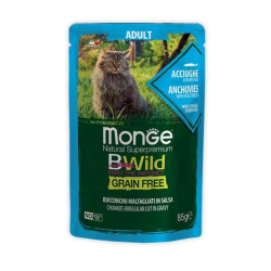 Monge BWild Wet Anchovies Adult Cat Влажный корм из анчоусов для взрослых кошек (кусочки в соусе) 85г