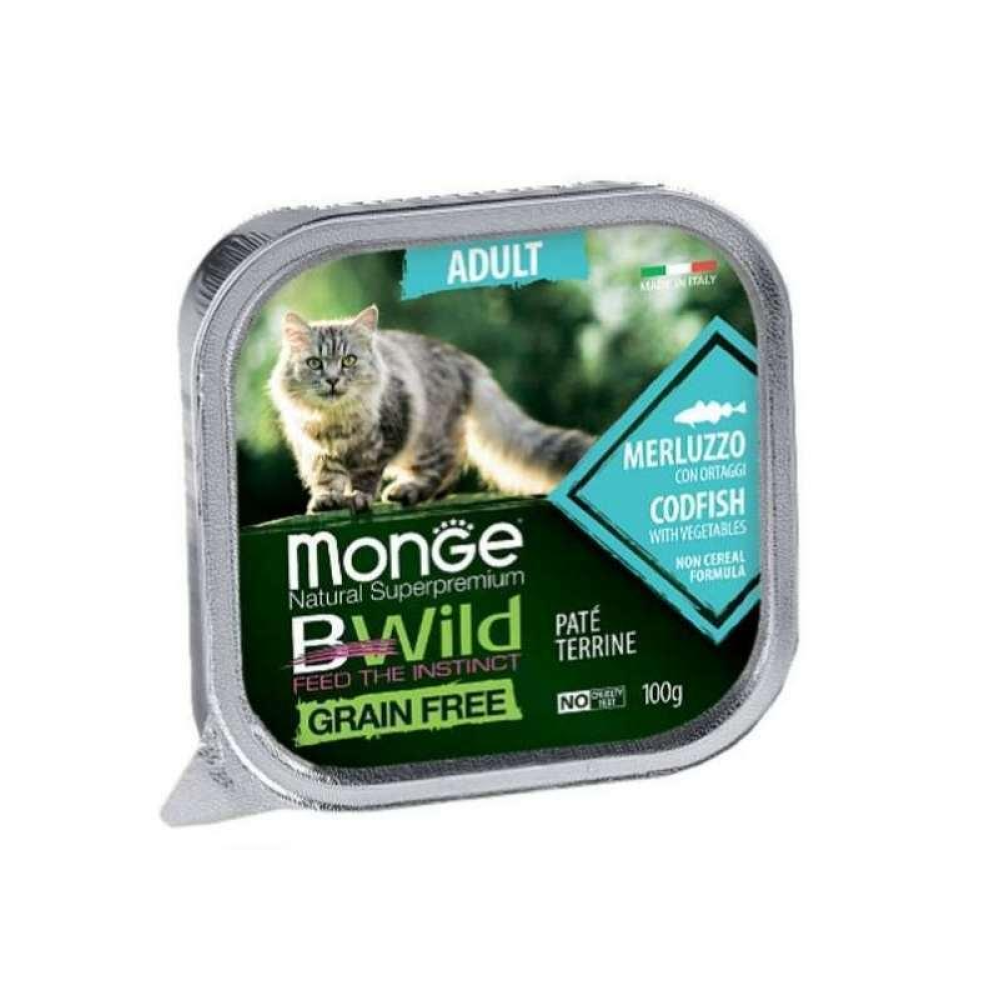 Monge BWild Grain Free Wet Cod Fish Adult Cat Консервированный корм из трески для взрослых кошек (паштет) 100г