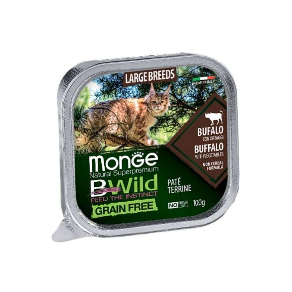Monge BWild Wet Buffalo Large Breeds Консервированный корм из буйвола для котят и взрослых кошек (паштет) 100г