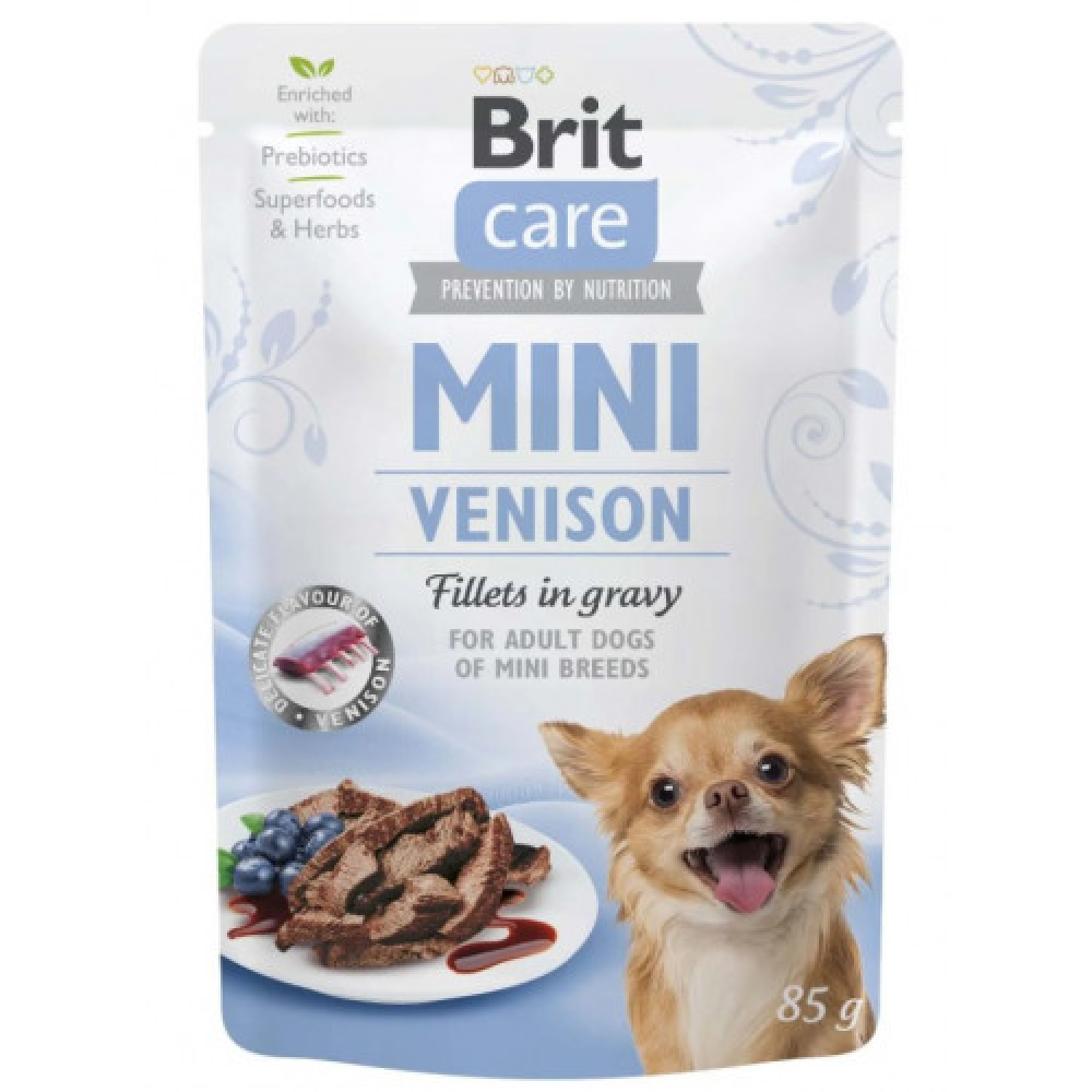 Brit care Adult Mini pouch Venison Влажный корм для взрослых собак мелких пород филе дичи в соусе 85г