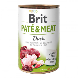 Brit Pate & meat dog Duck Влажный корм консерва для собак, курица и утка 400г