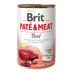 Brit Pate & meat dog Beef Влажный корм консерва для собак, говядина и индейка 400г