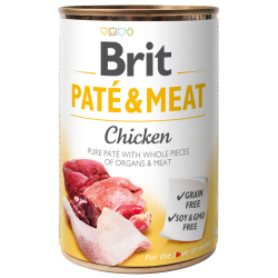 Brit Pate & meat dog Chicken Влажный корм консерва для собак, курица и говядина 400г