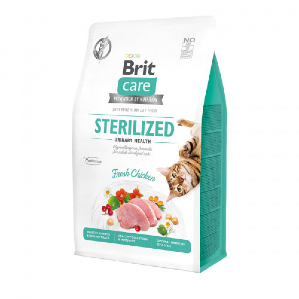 Brit care Cat GF Sterilized Urinary Health Для стерилизованных кошек, здоровья почек, мочевыводящих путей 400г