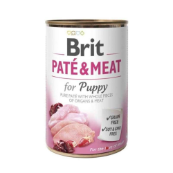 Brit Pate & meat dog Puppy Turkey Влажный корм консерва для щенков, курица и индейка 400г