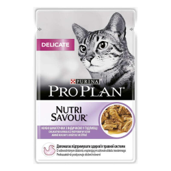 Purina Pro Plan Delicate Nutrisavour Влажный корм с индейкой для взрослых кошек (кусочки в соусе) 85гр