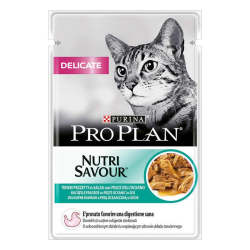 Purina Pro Plan Delicate Nutrisavour Влажный корм для кошек с чувствительным пищеварением, рыба (кусочки в