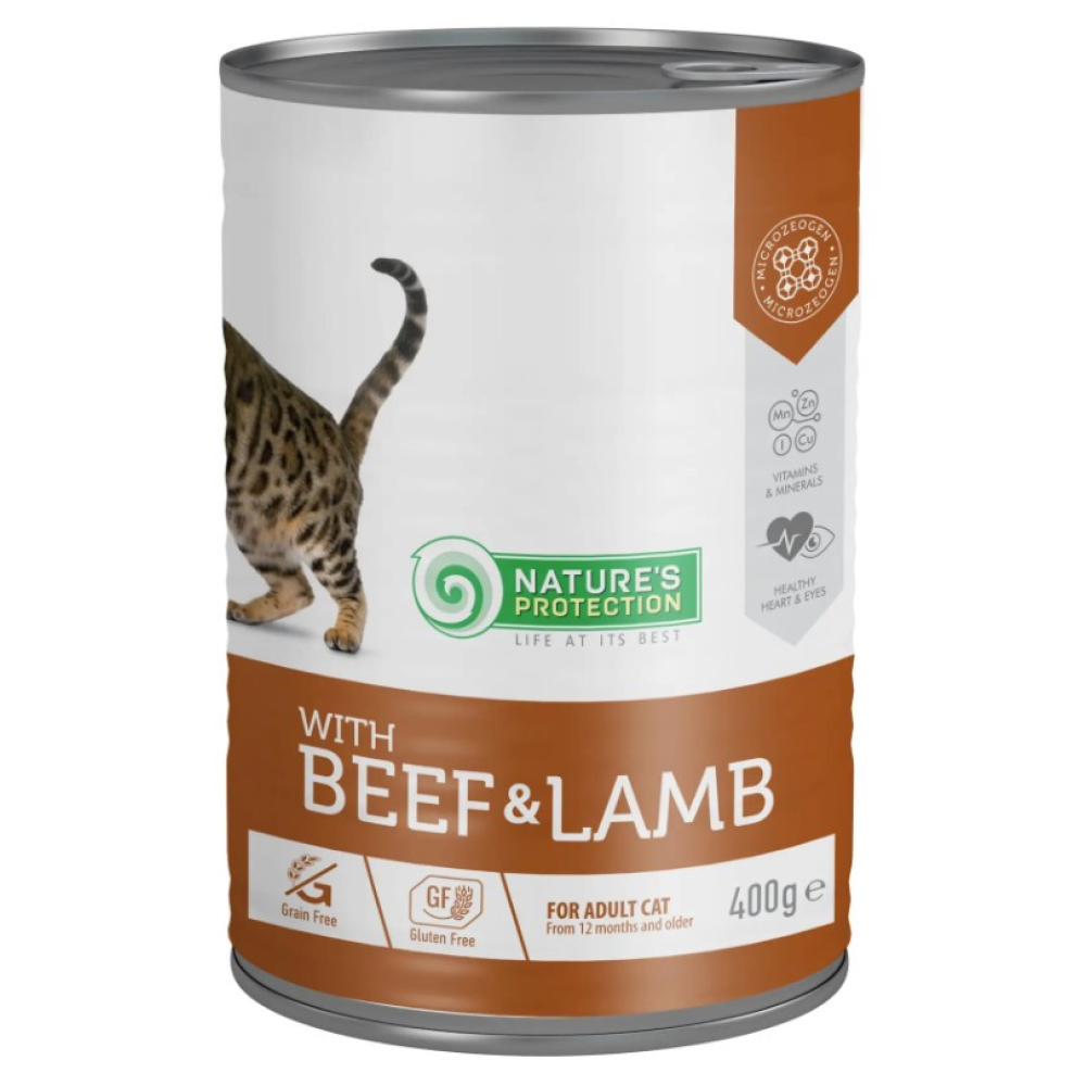 Natures Protection with Beef & Lamb Влажный корм для взрослых кошек с говядиной и ягненком 400г