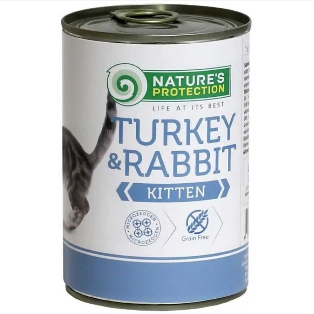 Natures Protection Kitten Turkey&Rabbit Влажный корм с индюшатиной и крольчатиной для молодых котят 400г