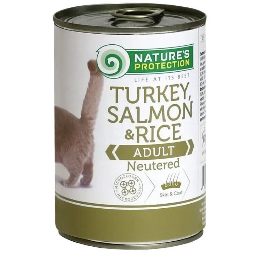 Natures Protection Neutered Turkey, Salmon&Rice Влажный корм для стерилизованных кошек с индейкой 400г