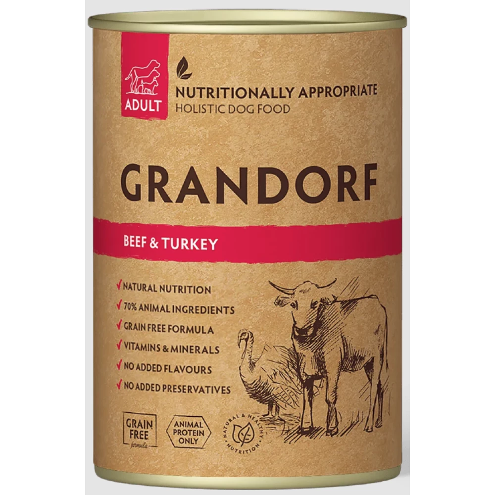 Grandorf Dog  Beef & Turkey  Adult вологий корм для собак з яловичиною та індичкою 400 г