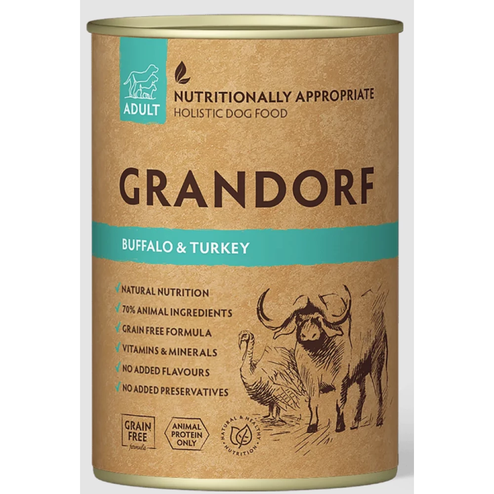Grandorf Buffalo & Turkey  Adult вологий корм для собак з м'ясом буйвола та індичкою 400 г