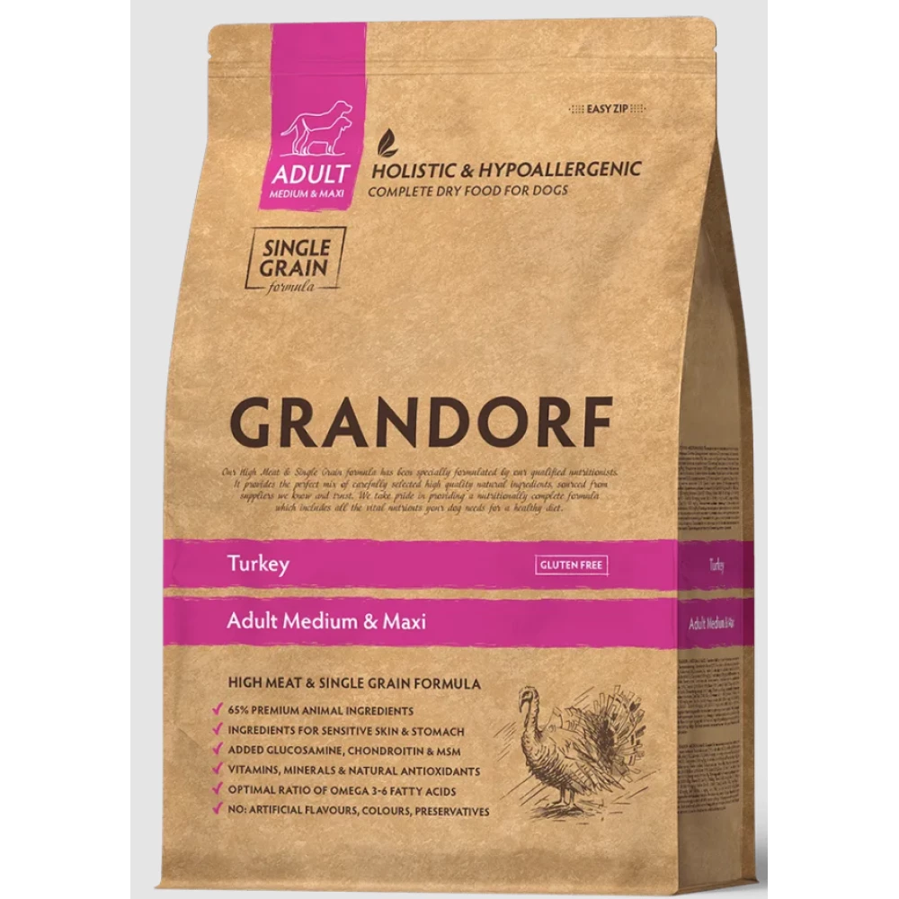 GRANDORF GD Dog Medium & Maxi Turkey  індичка для середніх та крупних порід 3кг