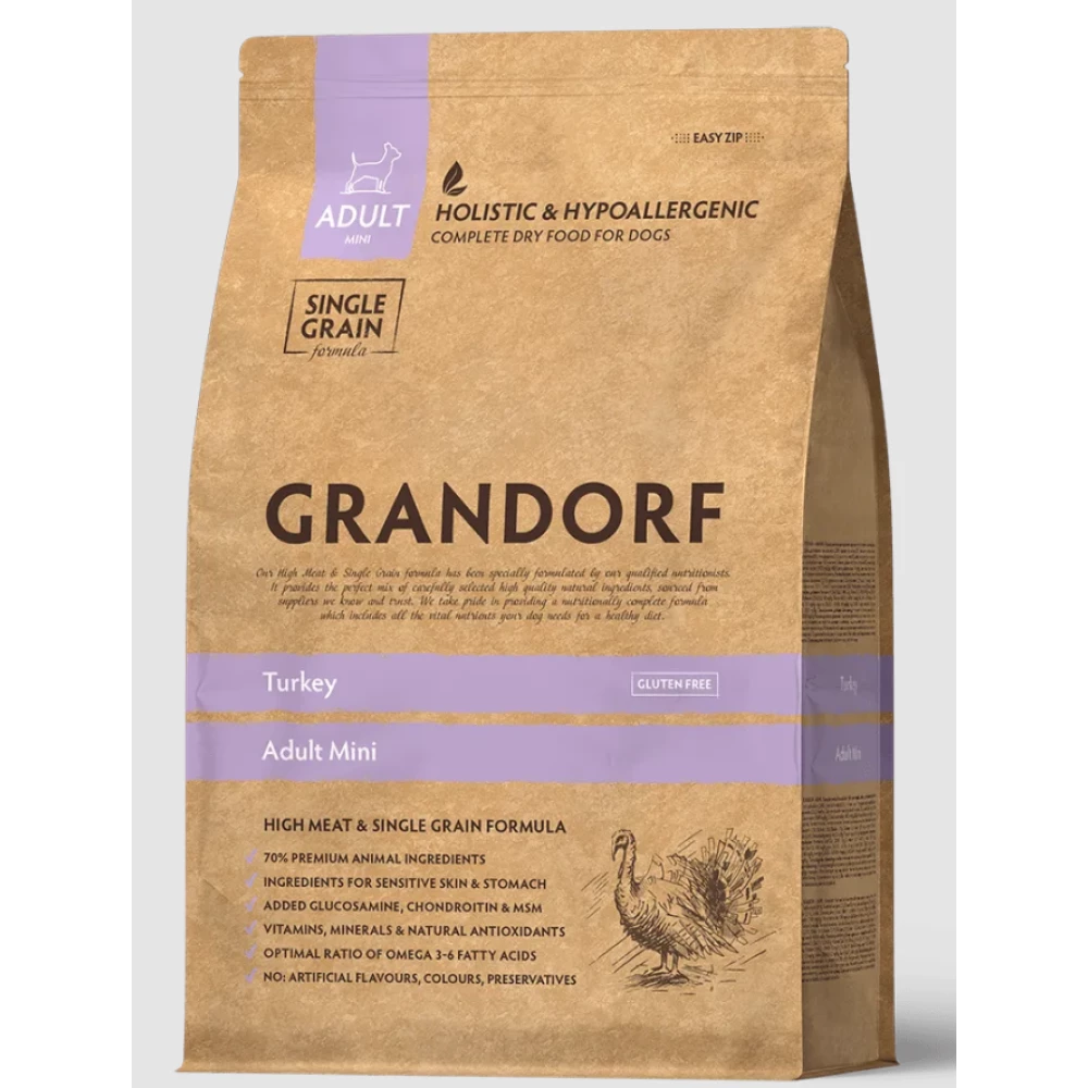 GRANDORF GD Dog Mini Turkey індичка для дорослих собак дрібних порід 1 кг	