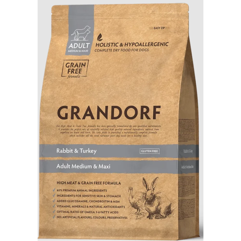 GRANDORF GD Dog Medium & Maxi Rabbit & Turkey кролик та індичка для середніх та крупних порід 3кг	