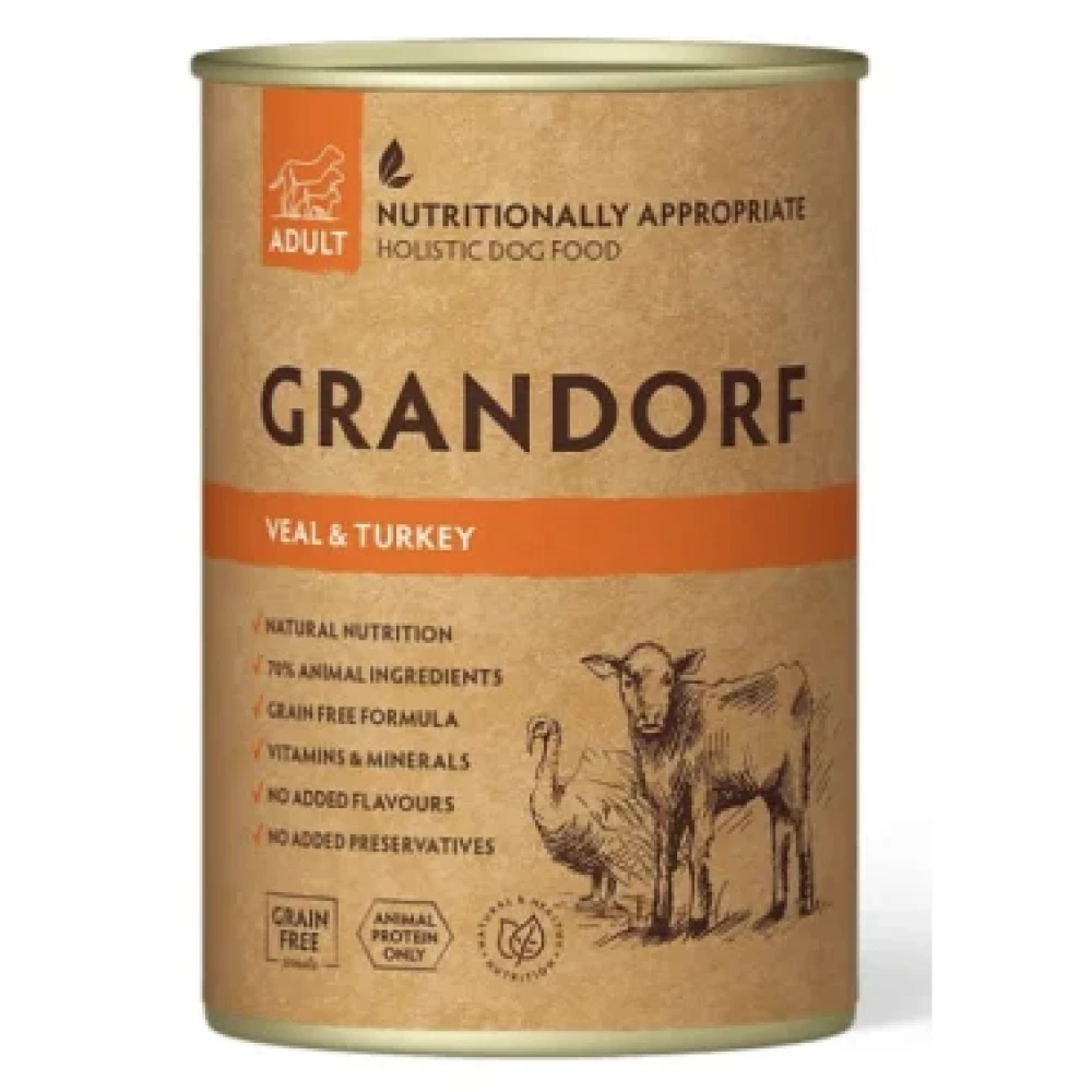 Grandorf Veal & Turkey Adult вологий корм для собак з телятиною та індичкою 400 г