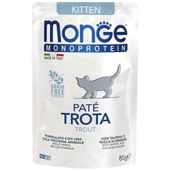 Monge Pate Trout Kitten Влажный монопротеиновый корм из форели для котят (паштет) 85г Monge Pate Trout Kitten Влажный монопротеиновый корм из форели для котят (паштет) 85г