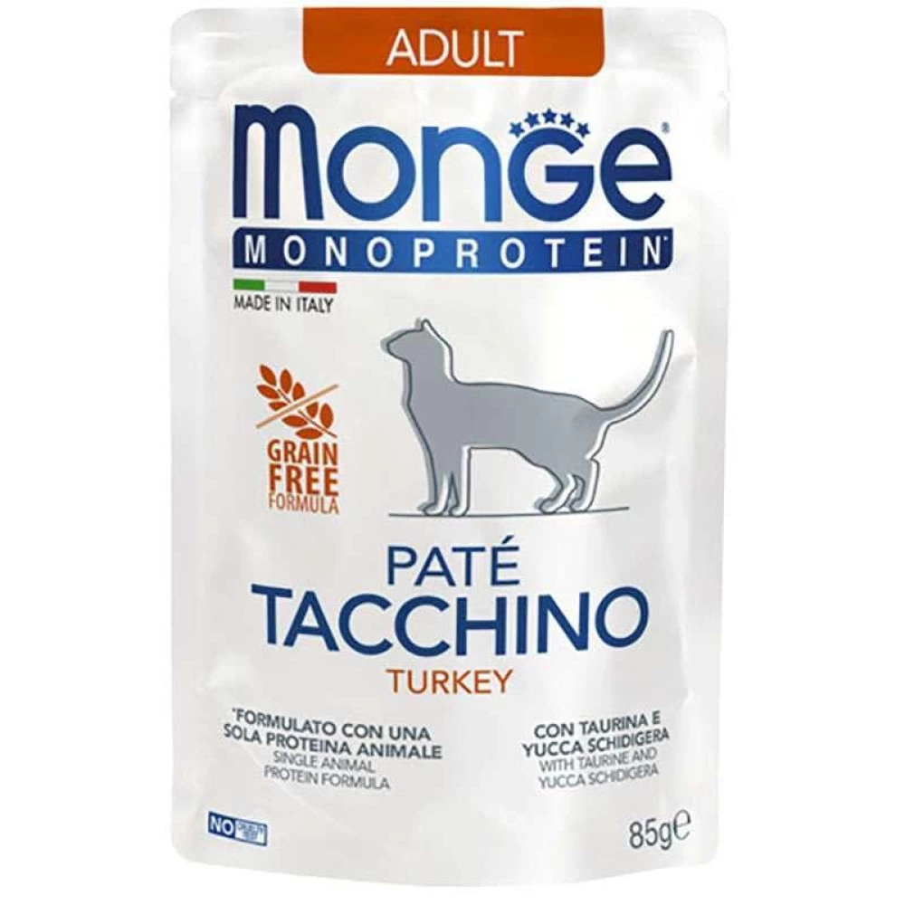 Monge Pate Turkey Adult Cat Влажный монопротеиновый корм из индейки для взрослых кошек (паштет) 85г