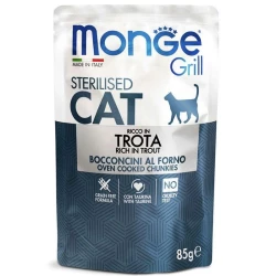 Monge Grill Sterilized Cat Trout Консерва с форелью для взрослых стерилизованных кошек (кусочки в желе) 85г
