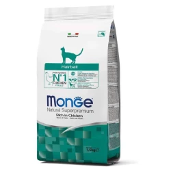 Monge Hairball Rich in Chicken Сухой корм с курицей для выведения комочков шерсти для кошек 400г