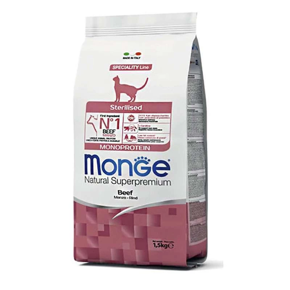 Monge Monoprotein Sterilised Cat Beef Сухой корм с говядиной для стерилизованных кошек и котов 1,5кг