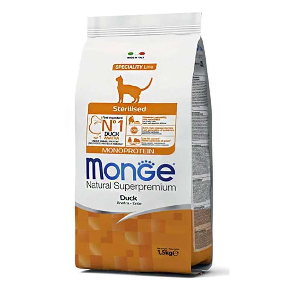 Monge Monoprotein Sterilised Cat Duck Сухой монопротеиновый корм с уткой для стерилизованных кошек 1,5 кг