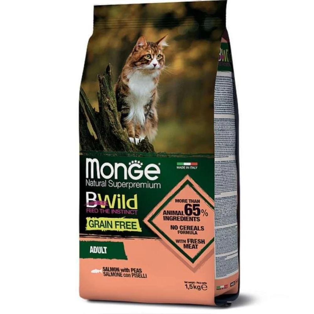 Monge BWild Grain Free Salmon Adult Cat Сухой беззерновой корм с лососем для взрослых кошек 10кг