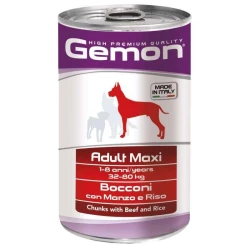 Gemon Dog Maxi Adult Beef&Rice Влажный корм с говядиной для взрослых собак больших пород (кусочки) 1,25кг Gemon Dog Maxi Adult Beef&Rice Влажный корм с говядиной для взрослых собак больших пород (кусочки) 1,25кг