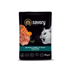 Savory Пауч для котят с лососем и морковью в соусе, 85г Savory Пауч для котят с лососем и морковью в соусе, 85г