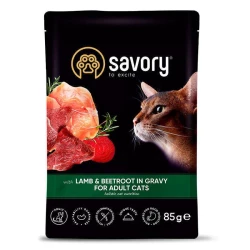 Savory Пауч для взрослых котов с ягненком и свеклой в соусе,85г Savory Пауч для взрослых котов с ягненком и свеклой в соусе,85г