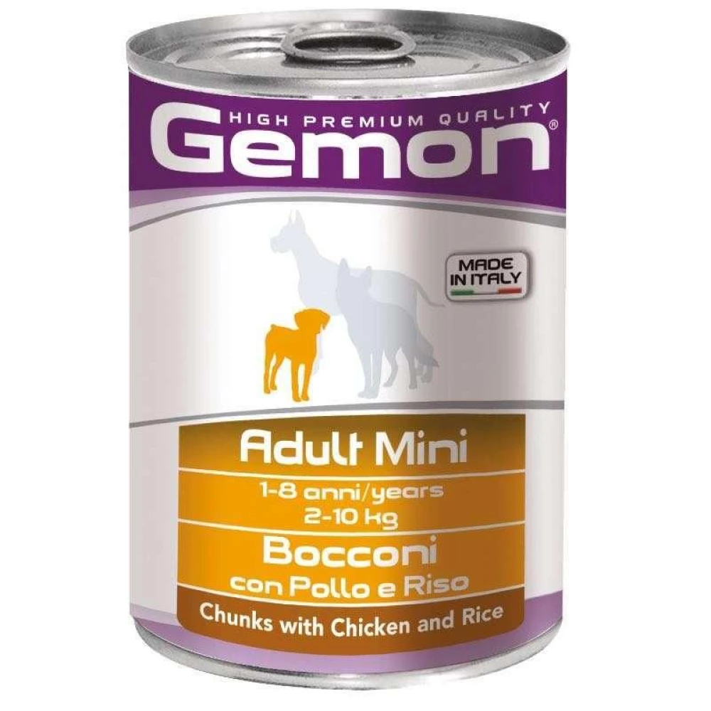 Gemon Dog Wet Mini Adult консерва для мини пород кусочки с курицей и рисом, 415 г