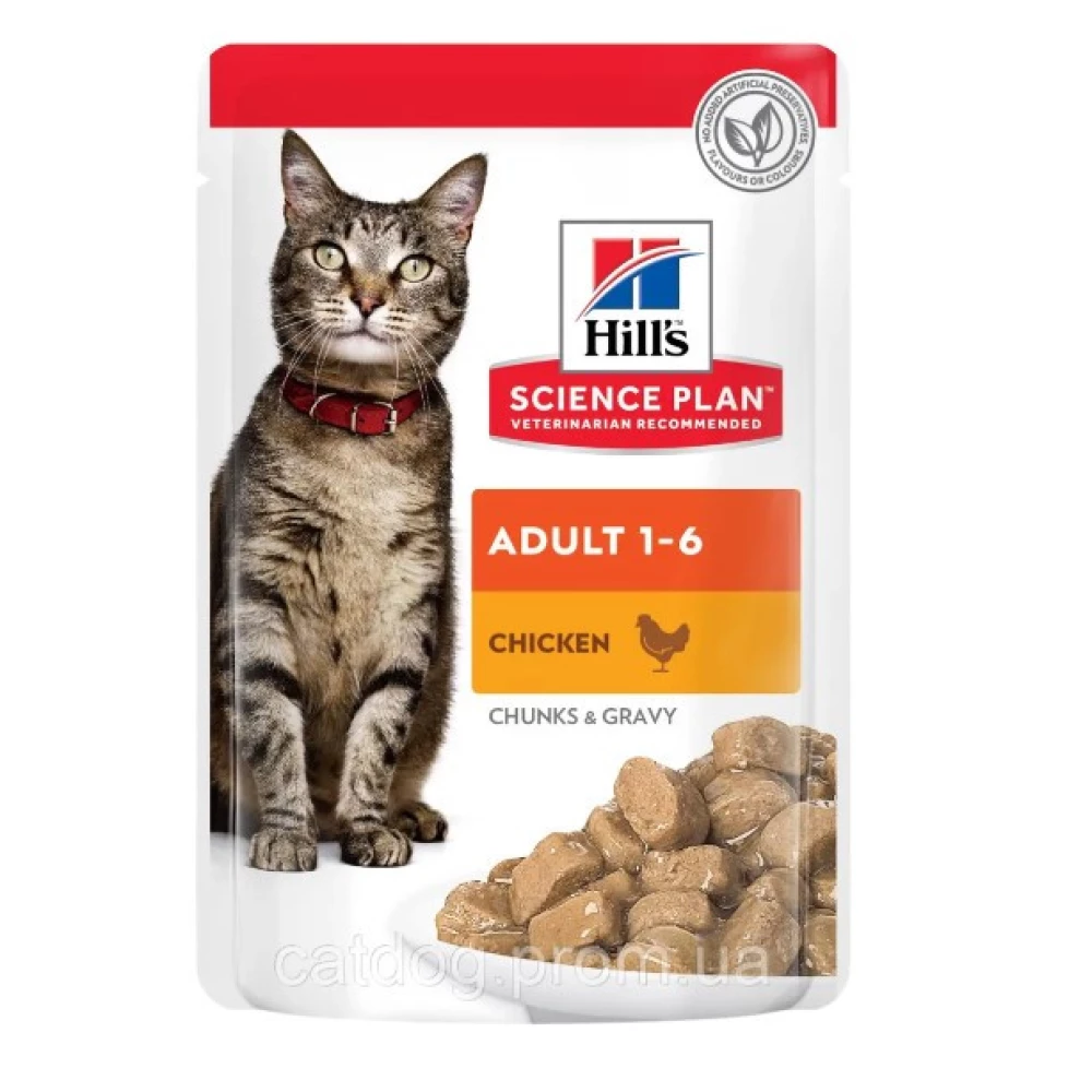 Hill“s Feline Adult пауч для взрослых котов, курица кусочки в соусе, 85г