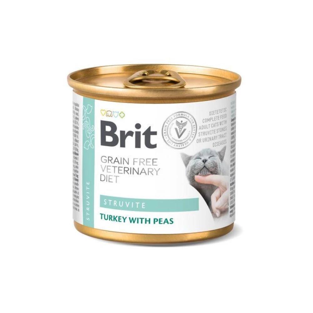 Brit Veterinary Diets GF Cat Struvite Влажный корм для кошек, лечение и профилактика мочекаменной болезни 200г