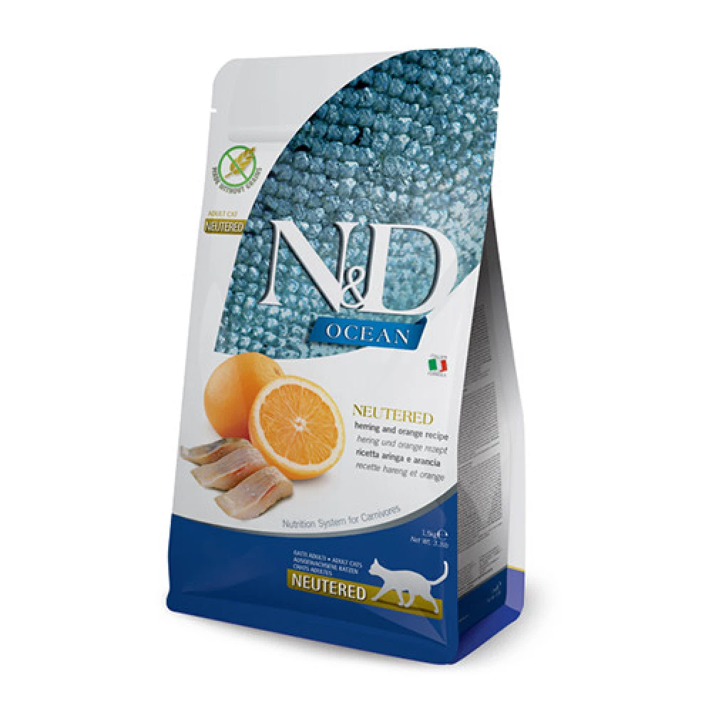 Farmina N&D Grain Free сухой корм для стерилизованных кошек с сельдью и апельсином, 300г