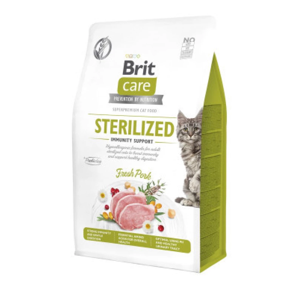 Brit care GF Sterilized Immunity Support Сухой корм со свининой для стерилизованных кошек 0,4кг